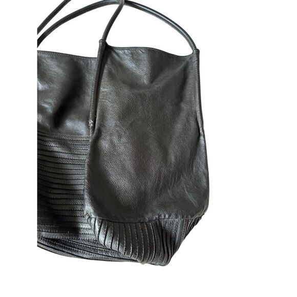 MAJO Leather Hobo Tote Bag Black made in Italy - Picture 10 of 15